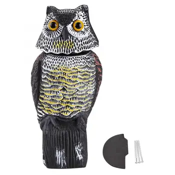 

Prowler Owl Rotating Head Owl Decoy Protection Repellent Bird Pest Scarer Scarecrow Garden Have sounds