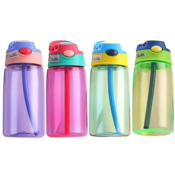

480ml Portable Kids Water Bottle With Straw BPA Free Children Water Drinking Kettle Healthy Plastic Sports Bottle2