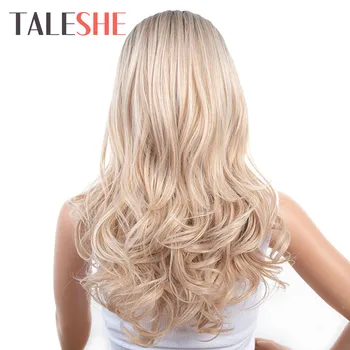 

Light Brown Blonde Long Ombre Wavy Synthetic Wig For White Black Women Natural Cosplay Party Hair Heat Resistant Fiber