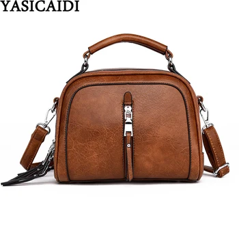 

YASICAIDI Vintage Leather Small Crossbody Shoulder Bags For Women 2020 Ladies Hand Bags Multi-Pocket Zipper Purse And Handbags