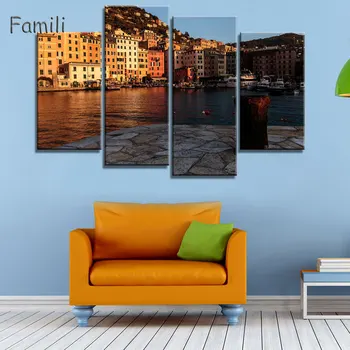 

4 pieces of canvas art Rom italy night landscape on canvas HD print modern home decoration living room wall painting artwork