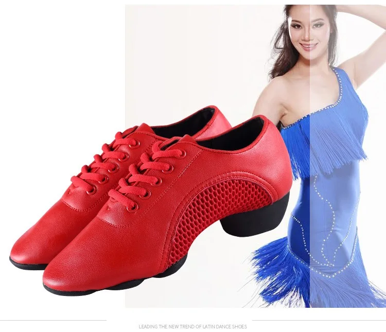 Dance Shoes Oxford Mesh Latin Dance Shoes Woman Sports Teacher Soft Sole Square Dancing Shoes Sneakers Adult Children