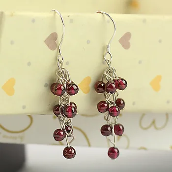 

Quality Goods Natural Garnet Eardrop Woman Fund Fashion Korean Crystal Ear Nail Nation Wind Grape Type Earring