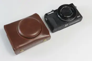 

PU Leather Case Bag for For Canon G7XM3 G7X3 G7XIII G7X Mark III Camera with Leather Shoulder Strap Clean pen Accessories