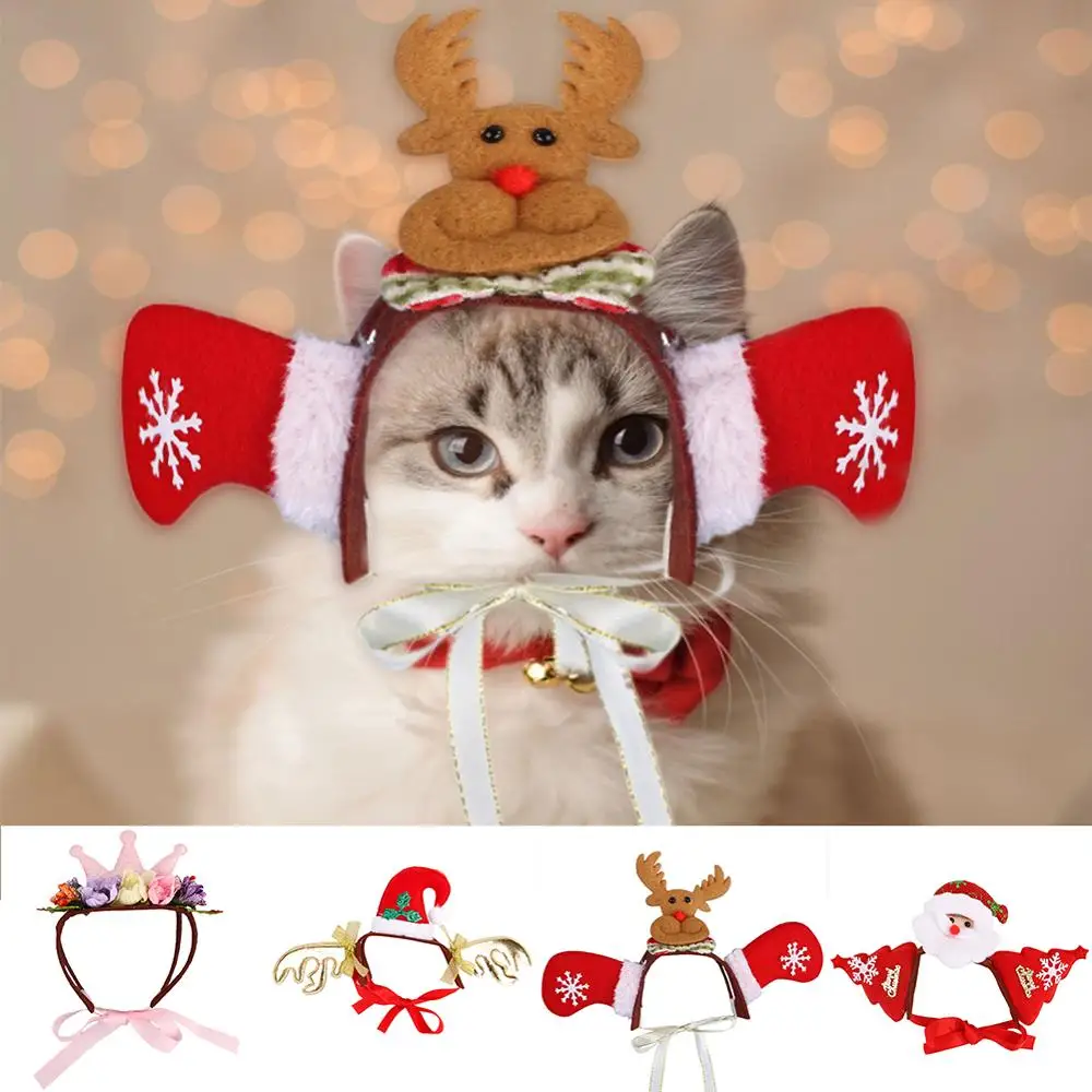 Одежда для собак и кошек, костюм, Рождественский реквизит, косплей, бантик на голову, аксессуары для домашних животных