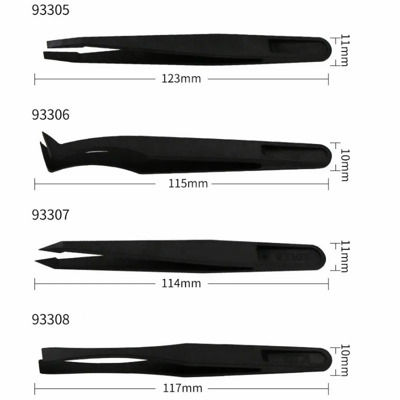 1/8Pcs Multifunction Thicken Anti-static Carbon Fiber Electronic Tweezers Kit ESD Plastic Forceps PCB Repair Hand Tools Set