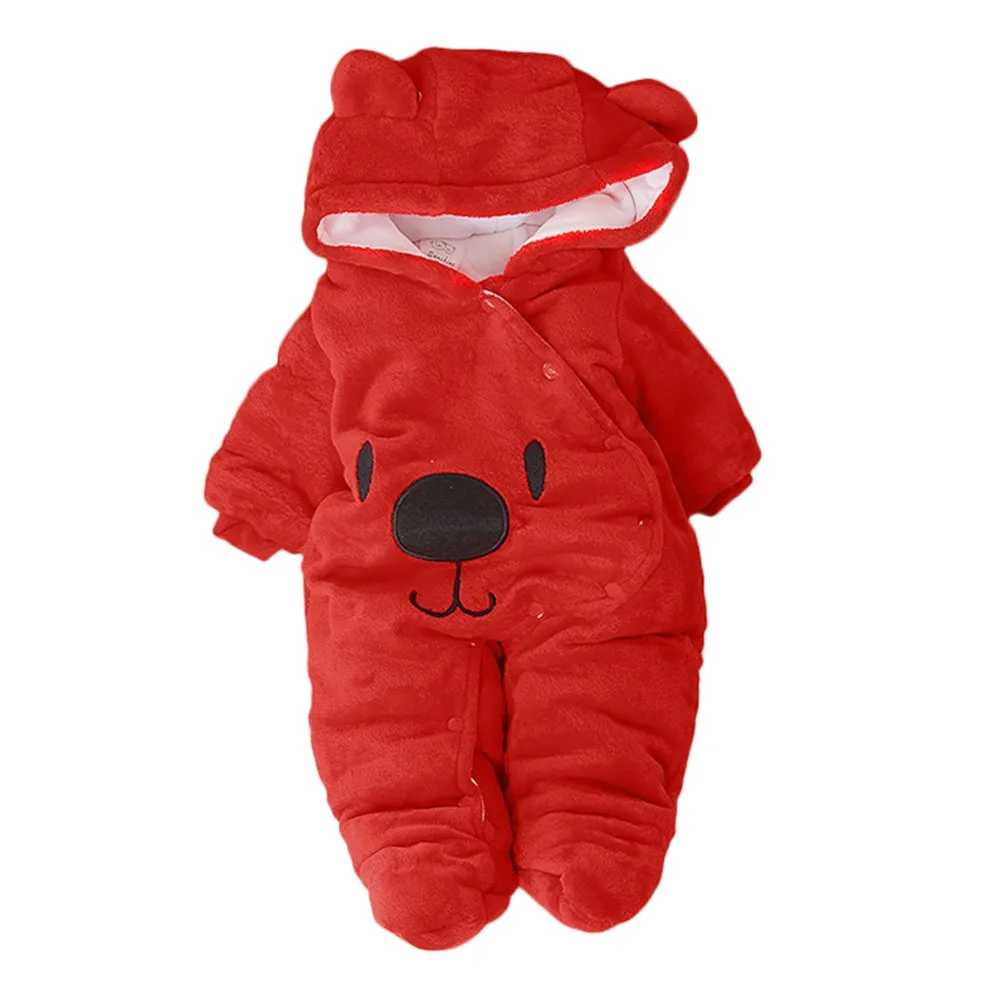 Baby Winter Romper Warm Plush Jumpsuit Baby Girl Boys Bear Velvet Costume Hooded Jumpsuit Newborn Bear Pajamas Overalls baby jumpsuit baby sleepwear