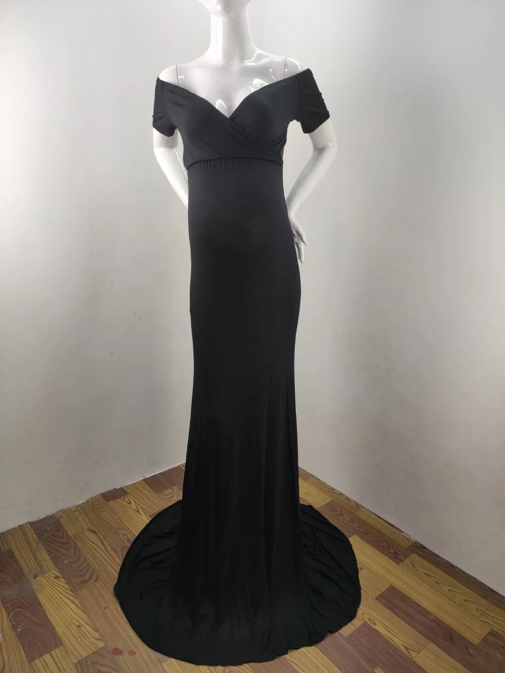 Elegence Shoulderless Maternity Shoot Dress Cute Pregnancy Photography Dress For Baby Shower Pregnant Women Maxi Gown Photo Prop (4)