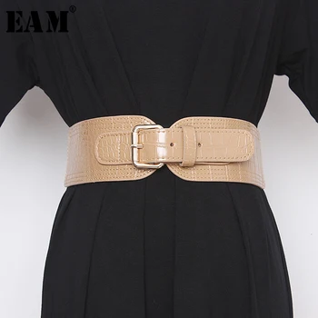 

[EAM] Pu Leather Black Multicolor Long Wide Belt Personality Women New Fashion Tide All-match Spring Autumn 2020 19A-a487