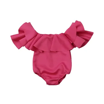

0-12M Infant Newborn Baby Girl Ruffle Romper Princess Off Shoulder Solid Jumpsuit Summer Girls Costumes