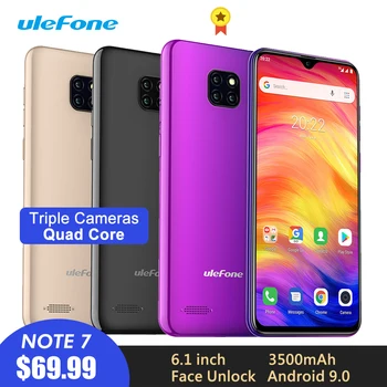 

Ulefone Note 7 Android 9.0 Smartphone 3500mAh 19.2:9 Quad Core 6.1inch Waterdrop Screen 16GB ROM Dual SIM WCDMA Mobile Phone