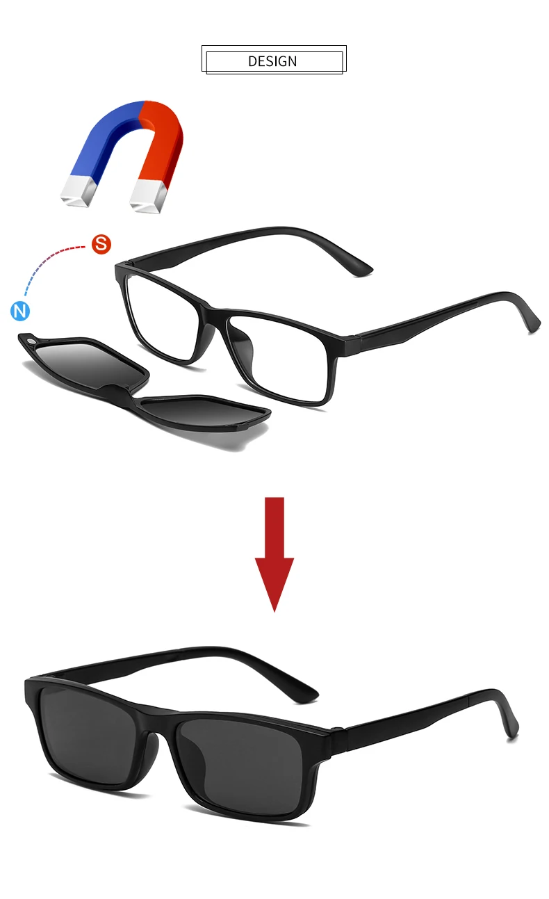 Longkeader, винтажные поляризационные солнцезащитные очки, на клипсах, оптическая оправа для очков, Ретро стиль, мужские клипсы TR90, 5 в 1, солнцезащитные очки Oculos de sol