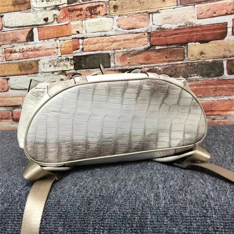 Exotic Genuine True Crocodile Skin Men's Top-handle Backpack Authentic Real Alligator Leather Male Large White Travel Bag Pack 5