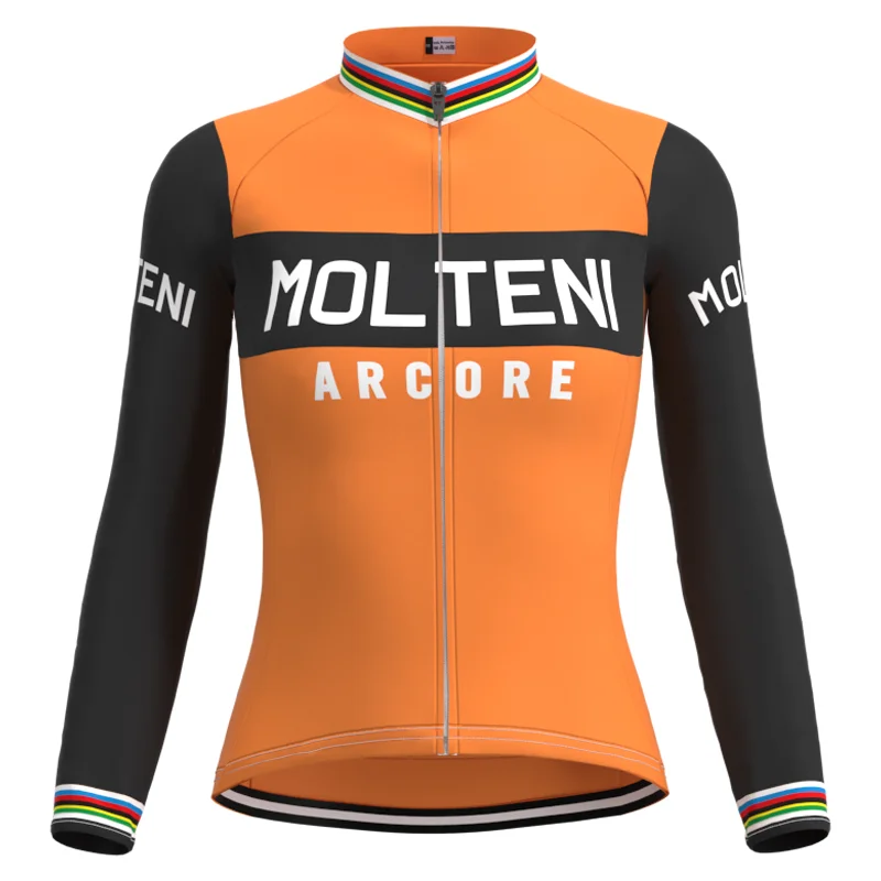 1987 competition MOLTENI Team Woman Retro Cycling Jersey Long Sleeves