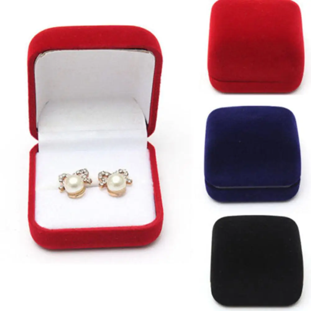 1PC Velvet Earring Ring Pendant Jewelry Box Display Case Engagement Wedding Gift 