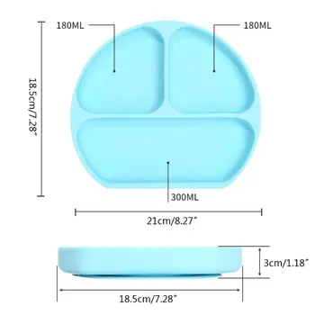 

Food Grade Silicone Toddler Plate Pink Divided Suction Base Grip Dish with Lid