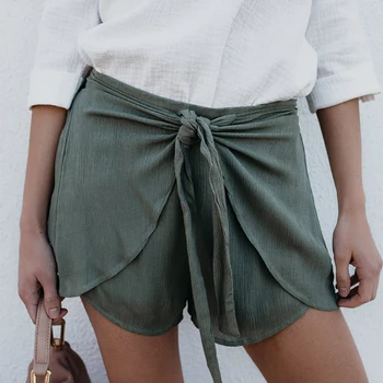 

Shorts Women 2020 New Women's Bandage Ventilation Casual Beach Hot High Waist Solid Loose Vintage Summer Shorts Female Sexy