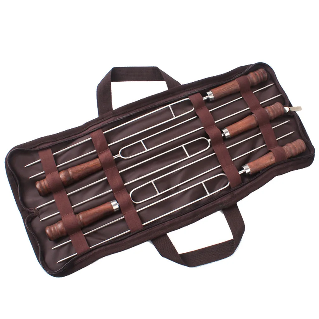 1 Sets Marshmallow BBQ Veggies Roasting , 16 Inch Stainless Steel Roasting Sticks With Wooden Handle BBQ Fork Kabob Skewers