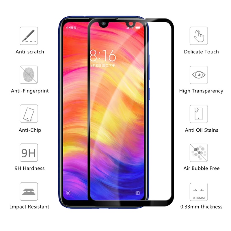 Закаленное стекло с полным покрытием для Redmi Note 8 Pro 7 6 5A 4 4X 7S защитная пленка 10 шт. |