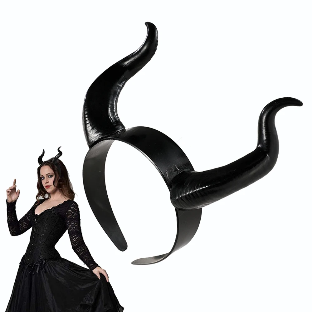 Black Demon Horns Headband for Halloween Cosplay (Unofficial/Generic Design)