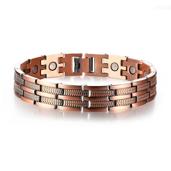 

Red Copper Magnetic Men Healthy Chain Bracelet Therapy Bracelets with Hook Buckle Fashion Men Jewelry Cool Gifts 8 Inch
