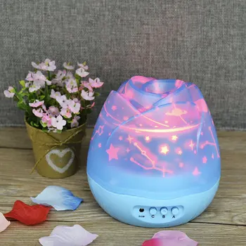 

Creative Rose Shape Starry Star Projection Night Light Romantic Rotate LED Battery Table Lamp for Baby Kids Sleeping