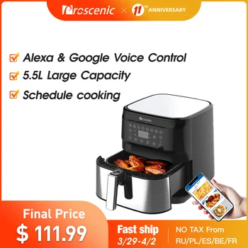 Proscenic T21 Air Fryer, 5.5L with Touch Screen Panel, APP and Voice Control, Nonstick Basket, Recipe Book, BPA and PFOA Free 1