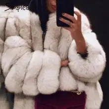Simplee Толстая Уличная женская шуба из искусственного меха Роскошная Осенняя зимняя женская теплая верхняя одежда больших размеров 5XL Женские меховые куртки