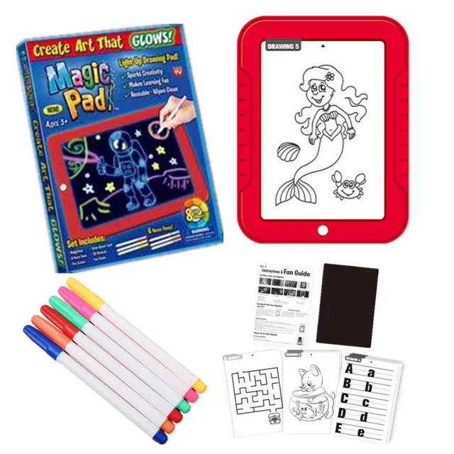 3D Magic Drawing Pad LED Light Luminous Board with Watercolor Pen