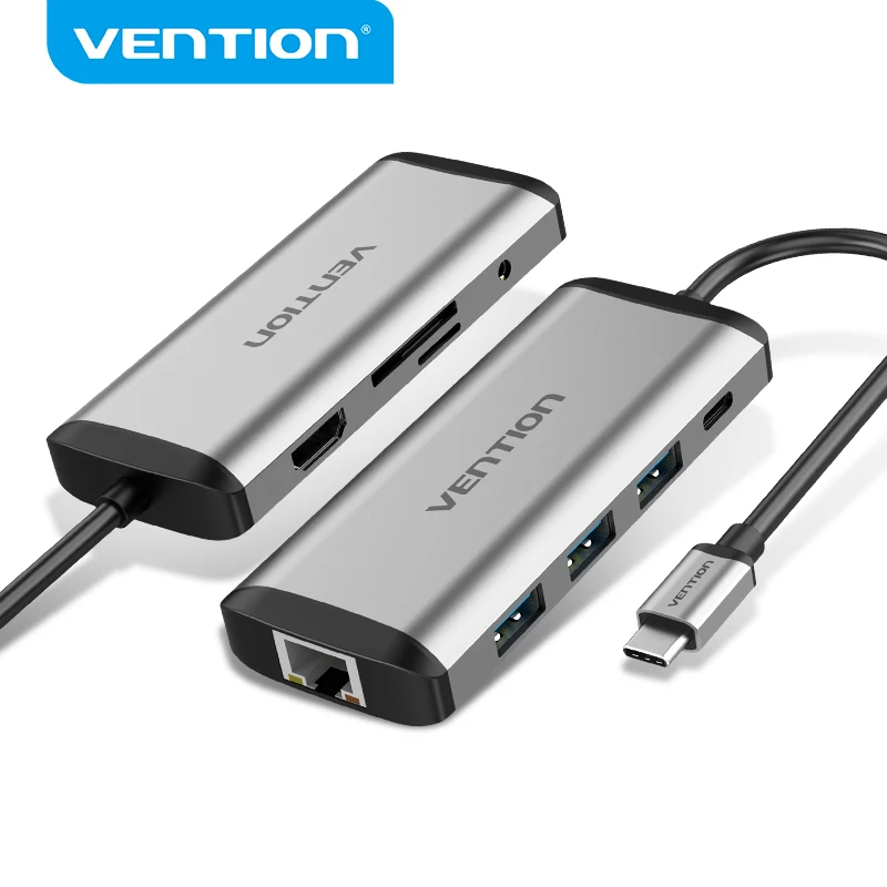 Vention Thunderbolt 3 Dock USB 3.0 Type C to HDMI USB Hub RJ45 for MacBook Pro Nintendo Huawei P30/P20 Samsung usb c Adapter