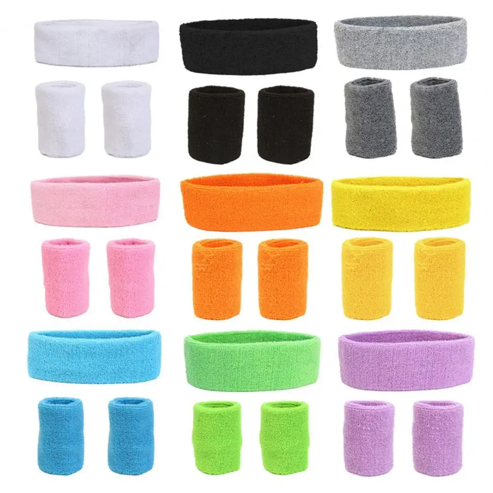 

Sport Wristbands Set Soft Breathable Anti-slip Wrist Support Band for Sport Run Football Tennis Head Band Wrist Brace Protector