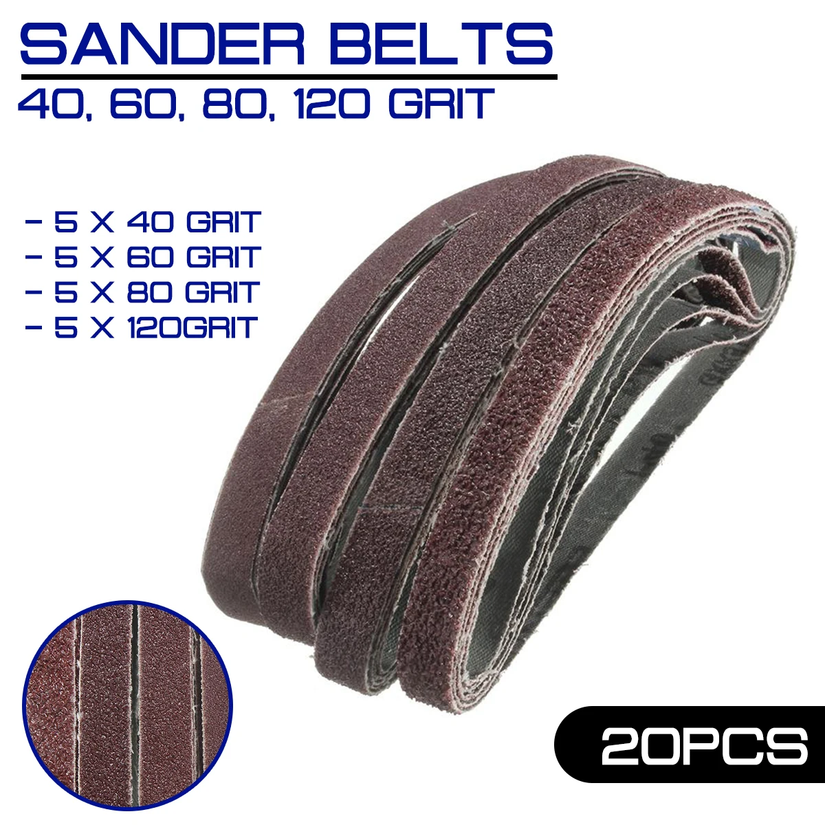 10 of each 40+80 Grit 20 Pack Sanding Belts 13 x 457mm 