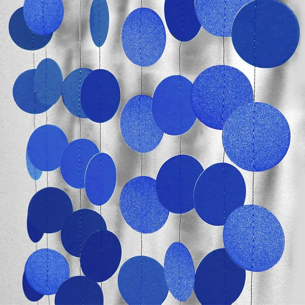 Blue White Birthday Party Streamers Decorations Circle Backdrop Garland  Paper Polka Dot Hanging Nautical Ahoy Achor Party Banner - AliExpress