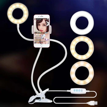 

Universal Selfie Ring Light With Flexible Mobile Phone Holder Lazy Bracket Desk Lamp LED Light For Live Stream Office Kitchen