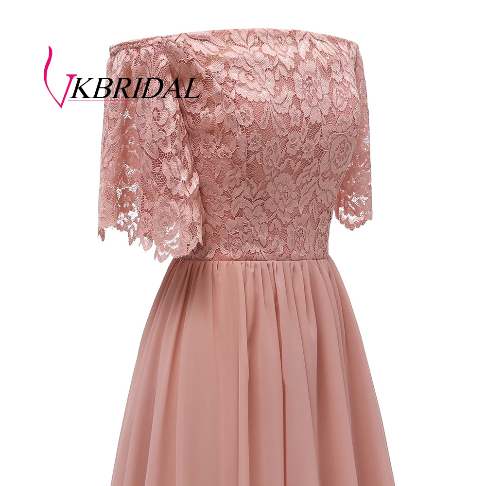 Vkbridal платье подружки невесты для свадебной вечеринки шифон Кружева vestidos de madrinha А-силуэт Формальное длинное платье для выпускного вечера