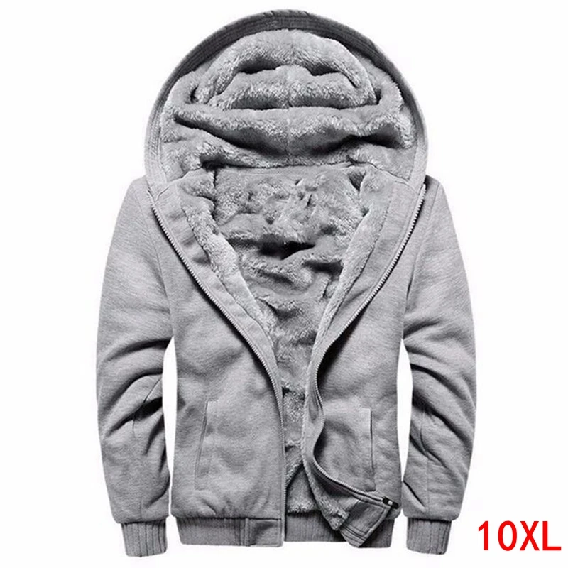 Men's hooded sweatshirt plus size big 7XL 8XL 9XL 10XL bust 149 long-sleeved fleece zipper autumn and winter loose color jacket | Мужская