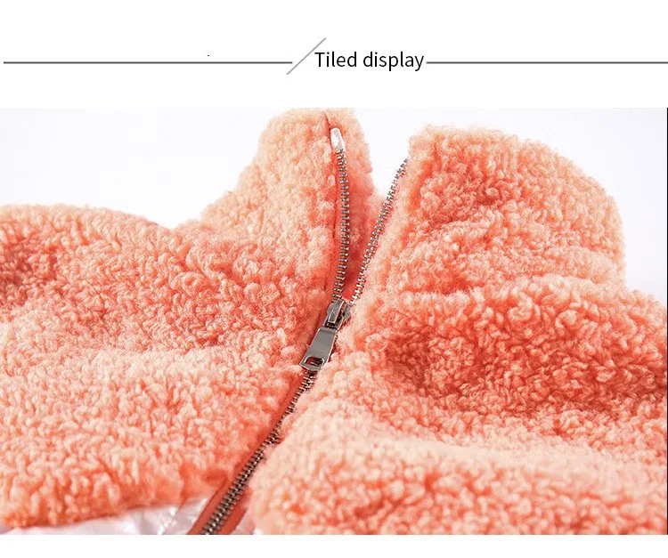 New winter Korean style fashion cotton lining jacket outwear with artificial lamb fur stitch for teenage girls