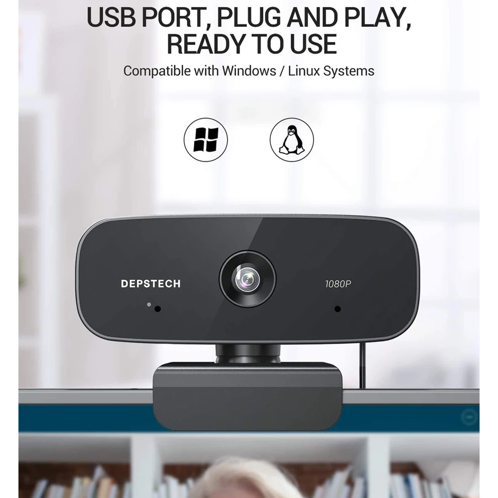 Веб камера DEPSTECH D06 1080P HD с микрофоном USB|Веб-камеры| |