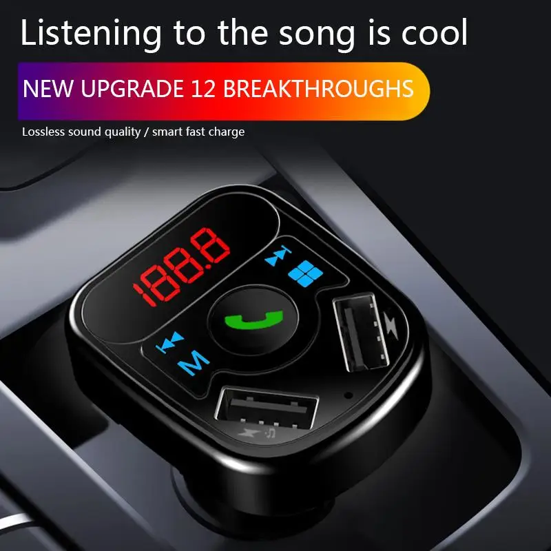 Автомобильный комплект fm-передатчик Bluetooth 5,0 Автомобильный MP3 Радио модулятор передачи с двойным USB зарядным устройством 3.1A Быстрая зарядка громкой связи