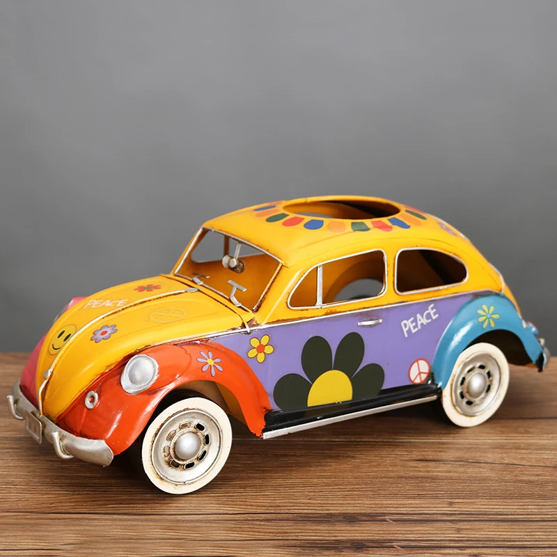 Wrought Iron Retro Tissue Box, Creative Bus, Car, Beetle Model, Desktop Paper Holder, Napkin Drawer Design, Office, Home Decor 3