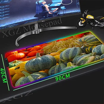 

XGZ Large RGB Mouse Pad Black Lock Edge Pumpkin Picture Custom Computer Fashion Dining Table Mat Rubber Slip Lol Csgo Gamer Xxl