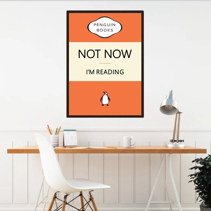 

Book Lover Gift Not Now I'm Reading Canvas Painting Wall Pictures Reading Quotes Art Prints Humour Poster Reading Room Decor