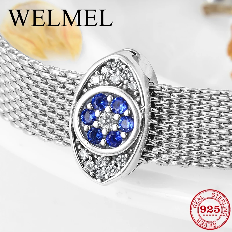 Fit Original Reflection Charm Watch Bracelets Jewelry Making 925 Sterling Silver Clip Evil Blue CZ Eye Beads DIY | Украшения и