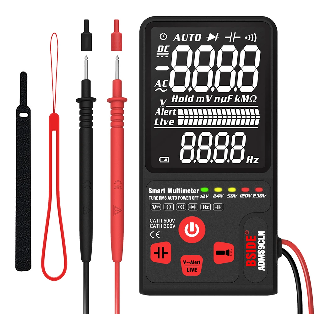 

Digital Multimeter BSIDE ADMS9CLN 9999 Large3.5 "LCD3-Line Display Voltmeter Tester ACDC Voltage NCV OhmHz Diode Capacitance