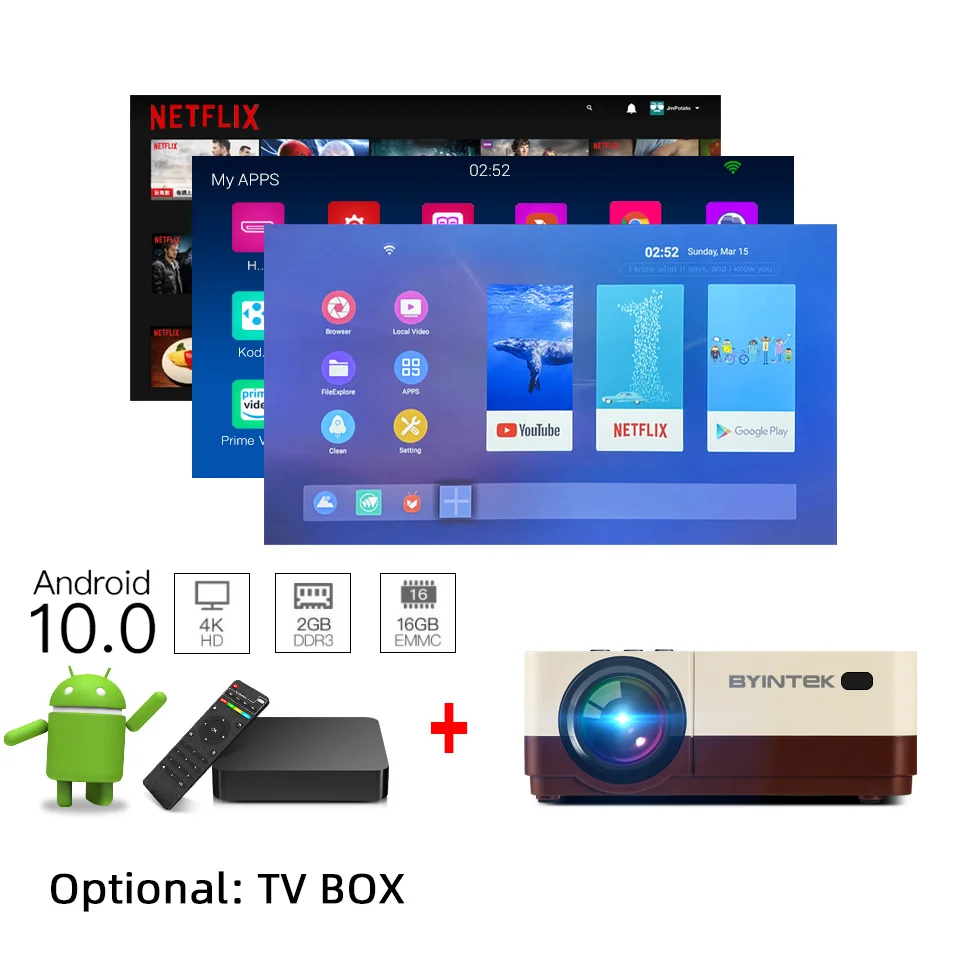 BYINTEK K7 Mini 1080P 3D 4K проектор для домашнего кинотеатра Wifi светодиодный портативный