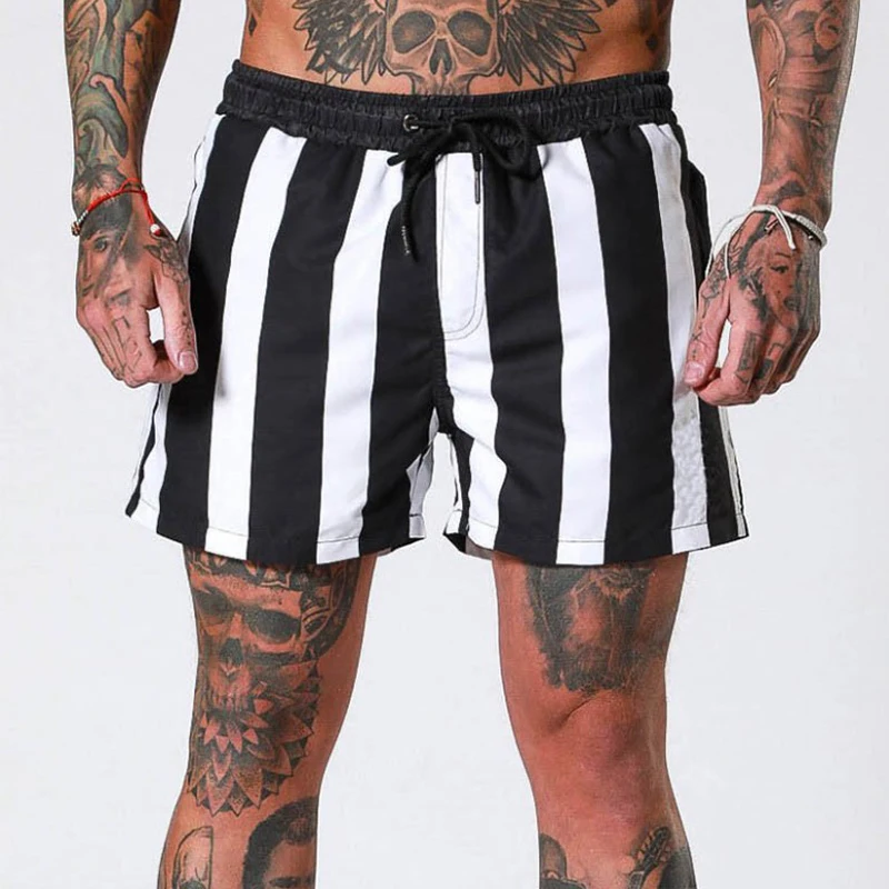 Pantalones de playa a rayas para hombre, Shorts deportivos a cuadros a la moda, para Fitness, nuevos productos 2020