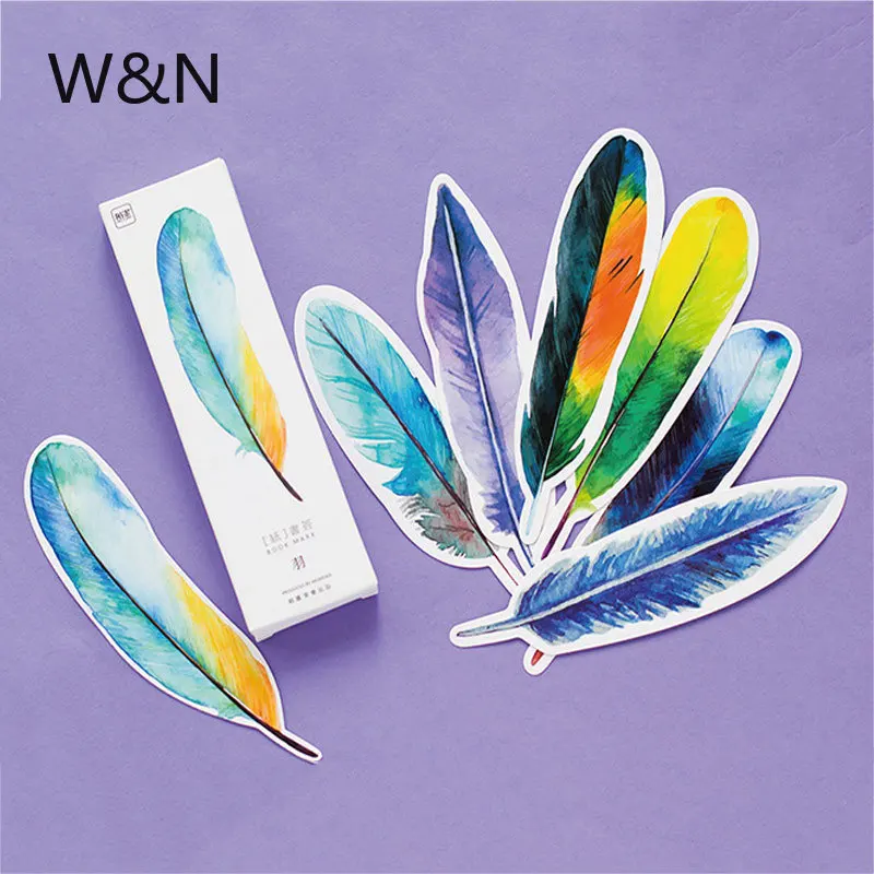30Pcs/box Feather Paper Bookmark Kawaii Book Reading Maker Teacher Gift Clip Accessories School Office Supply Stationery |