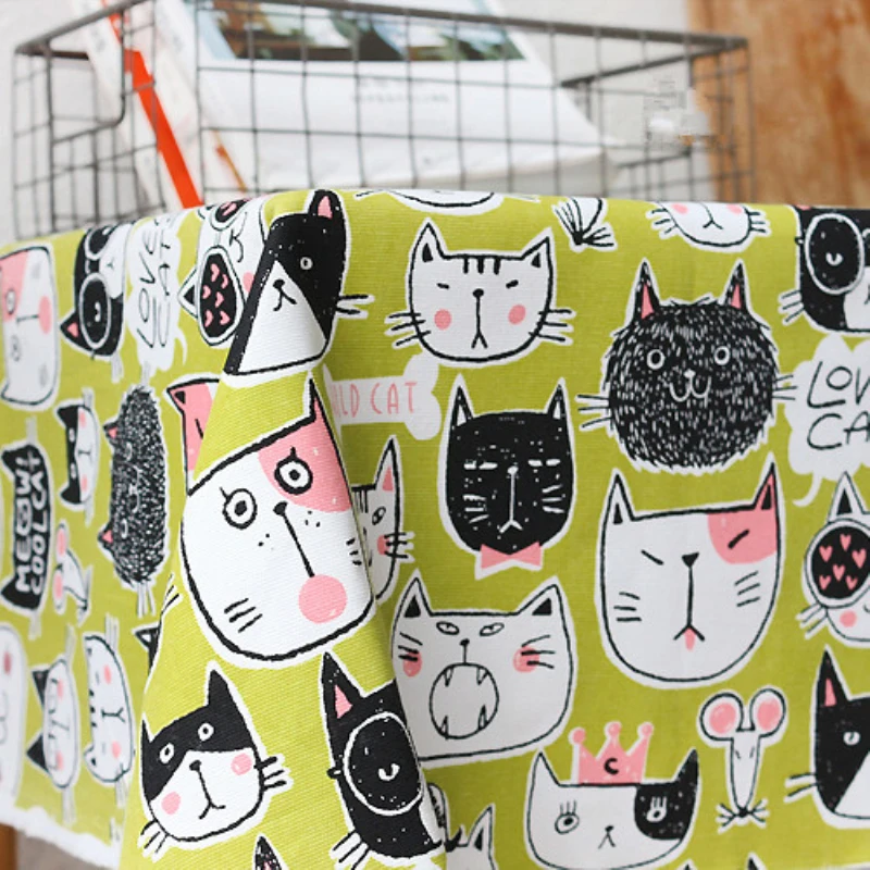 Плотная плотная парусиновая ткань с принтом кошки из чистого хлопка|canvas fabric|fabric