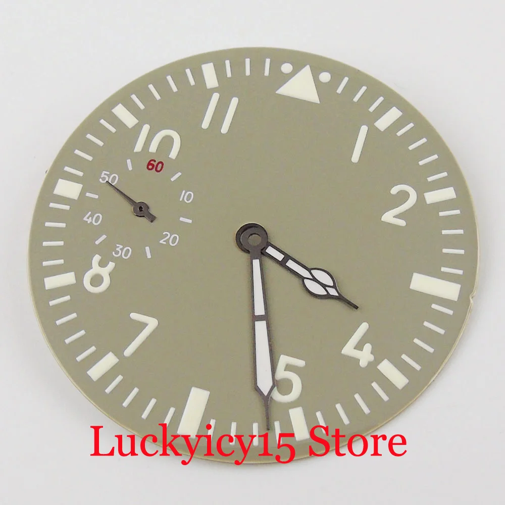 Parnis Grey Nologo Watch Dial Watch Needles Fit Eta 6497 6498 Movimento A Carica Manuale