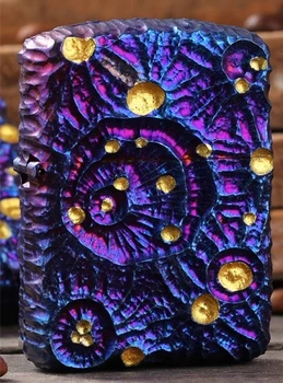 

YNYJ Colorful pure titanium 80G gold moonpit heavy armor art handmade lighter